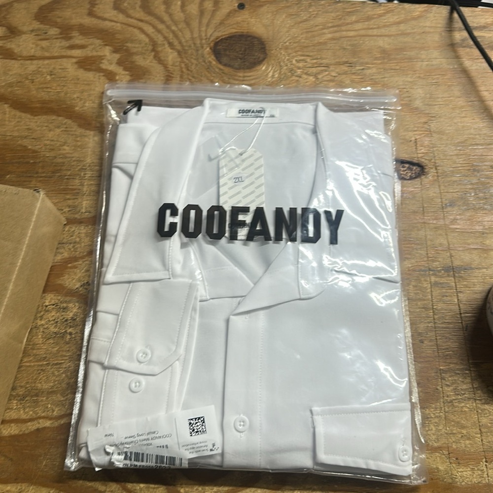 COOFANDY Mens Casual Button Down Shirt Long Sleeve Untucked white 2XL